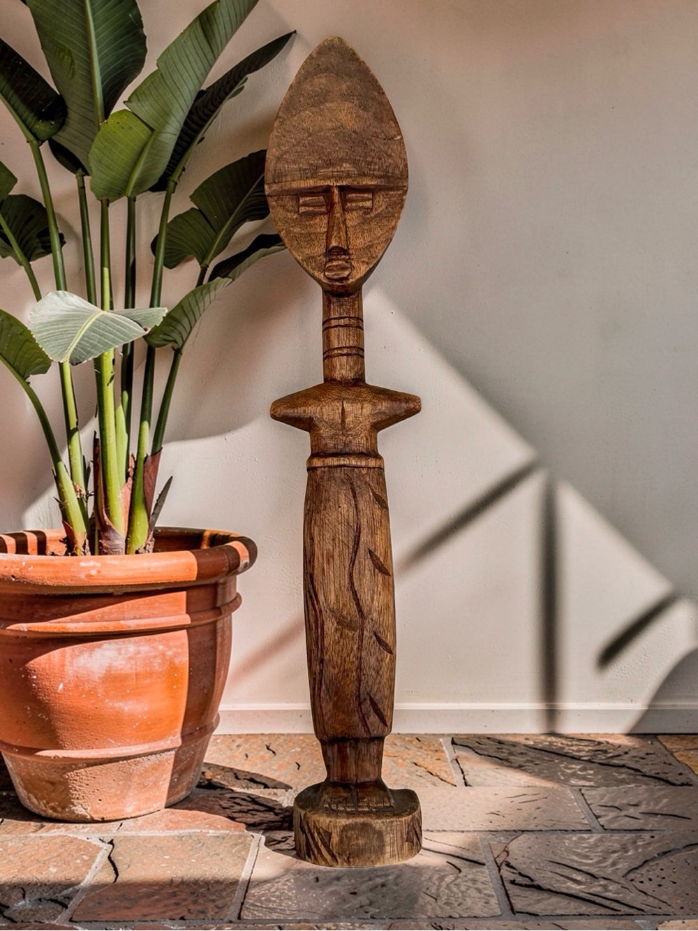 African Hand-Carved Wood Sculpture Akua'ba Ashanti Fertility Doll
